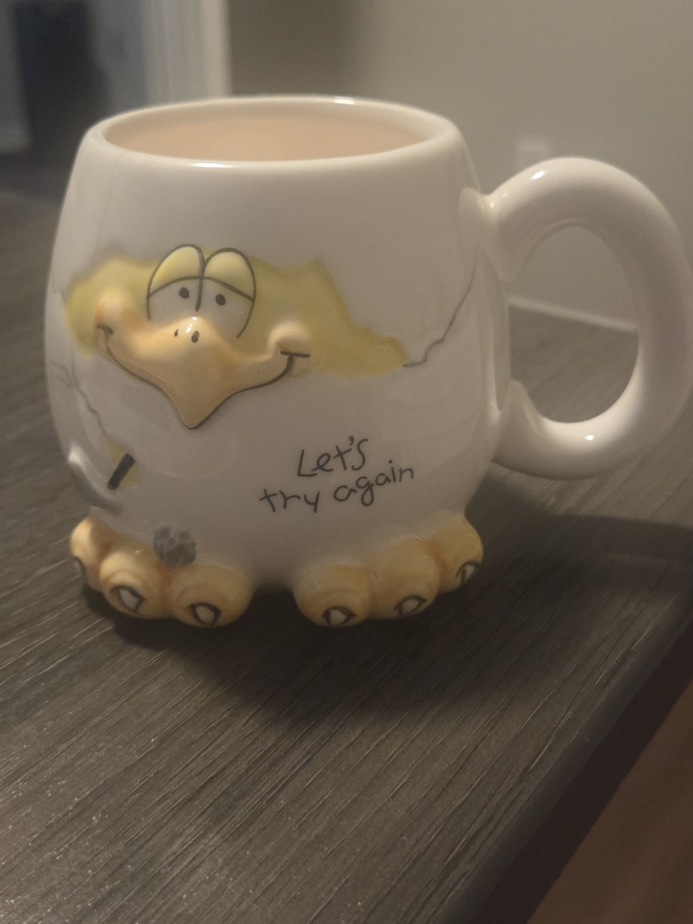 White Ceramic Chick Mug - "Let's Try Again" Broken Egg Sooo Cute!!!!